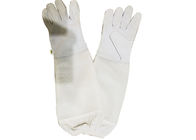 Gelbe Schaffell-Imkerei-Handschuhe mit weißes Weiche gelüfteter Teil-weißer elastischer Stulpe