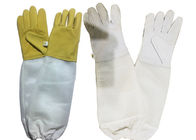 Gelbe Schaffell-Imkerei-Handschuhe mit weißes Weiche gelüfteter Teil-weißer elastischer Stulpe