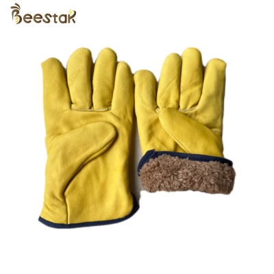kaufen Starke Vlies-Veloursleder-Schaffell-Winter-Imkerei-Handschuhe gelb für Imker on-line-Fertigung