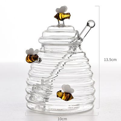 kaufen 450 ml transparenter Honigkrug mit Rührstange Bienenlagerkrug on-line-Fertigung