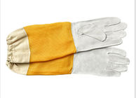 Schaffell-Imkereihandschuhe der hohen Qualität weiße mit gelbem weichem gelüftet