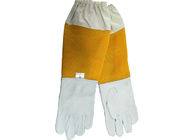 Weiße Schaffell-Imkerei-Handschuhe mit gelüftetem gelbem Gridding-Beweis