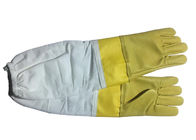 Gelber Haut-und lederner Handgelenk-Schutz der Ziegen-#13 Smoothy und weißer Stoff-Ärmel   Bienen-Handschuh