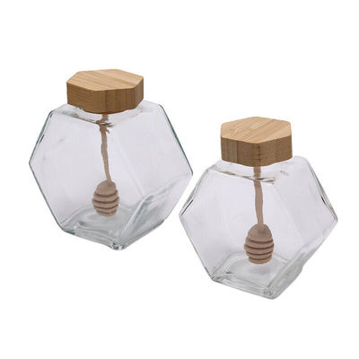kaufen Glassoßen-des freien Raumes des stau-220ML Honey Jar Hexagon Glass Honey-Flaschen on-line-Fertigung