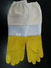 Gelbe Schaffell-Handschuhe für Imkerei mit Weiß gelüftetem Handgelenk-weißem Stoff-Ärmel
