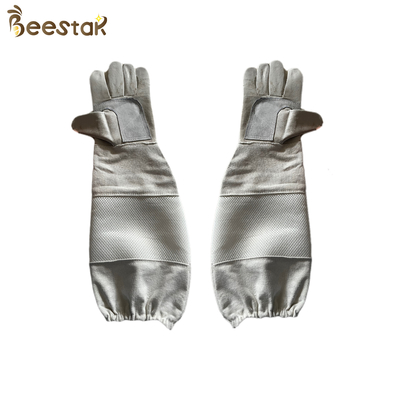 Starkes Segeltuch und Mesh Longsleeve Sheepskin Beekeeping Gloves mit Breathable Schicht