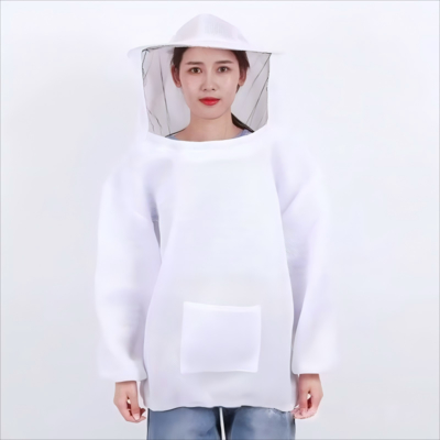 Atmungsaktive Imkerjacke mit Schutz-Bienenhut - Weiß