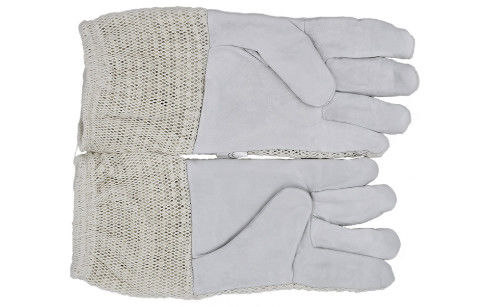 Drei Schicht-Baumwollmaschen-Ziegenfell-Imkerei-Handschuhe mit weißem kurzem Ärmel